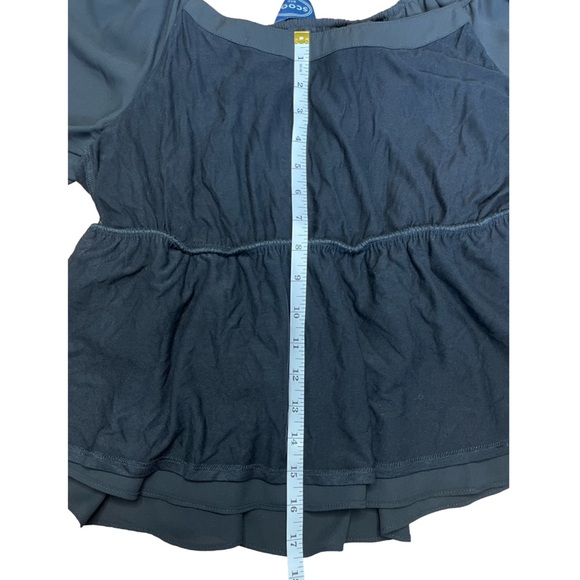 Scoop NYC Black Ruffle Flutter Sleeve Layered Blouse - Size Small - Picture 9 of 12